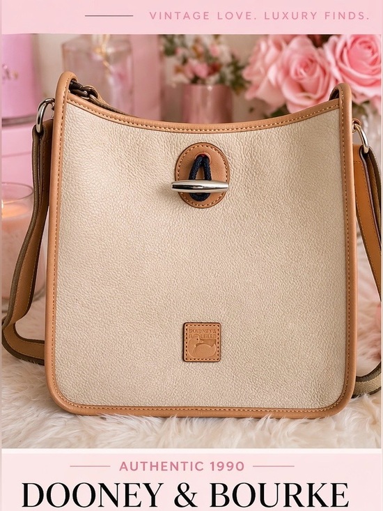Dooney & Bourke Handbags - Vintage 1990s Dooney & Bourke Cream Crossbody Luxury Bag Made in USA
